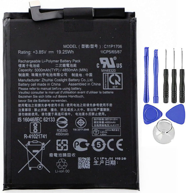 Batteria per ASUS ZENFONE MAX PRO M2 C11P1706 ZB631KL da 5000MAH con KIT CACCIAVITI