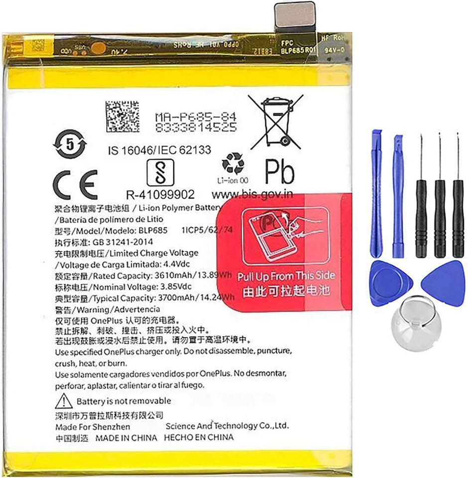Batteria per ONEPLUS 1+ BLP685 PER ONE PLUS 6T da 3700MAH con KIT CACCIAVITI