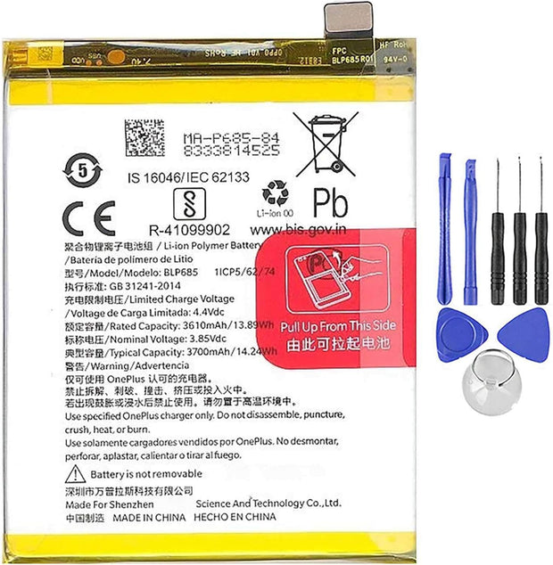 Batteria per ONEPLUS 1+ BLP685 PER ONE PLUS 6T da 3700MAH con KIT CACCIAVITI