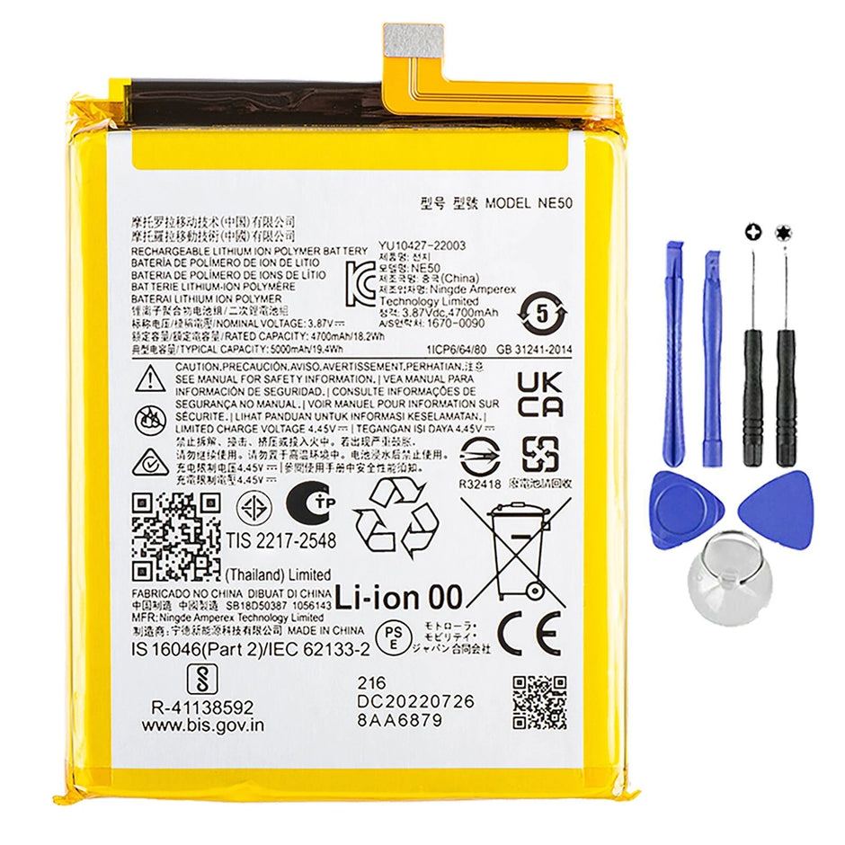 Batteria per MOTOROLA G52 | G72 | G82 (5G) - NE50 XT2225 da 5000MAH con KIT CACCIAVITI