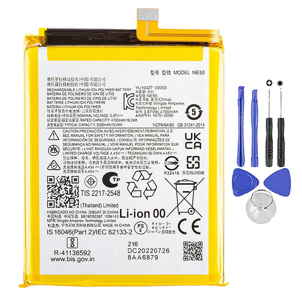 Batteria per MOTOROLA G52 | G72 | G82 (5G) - NE50 XT2225 da 5000MAH con KIT CACCIAVITI