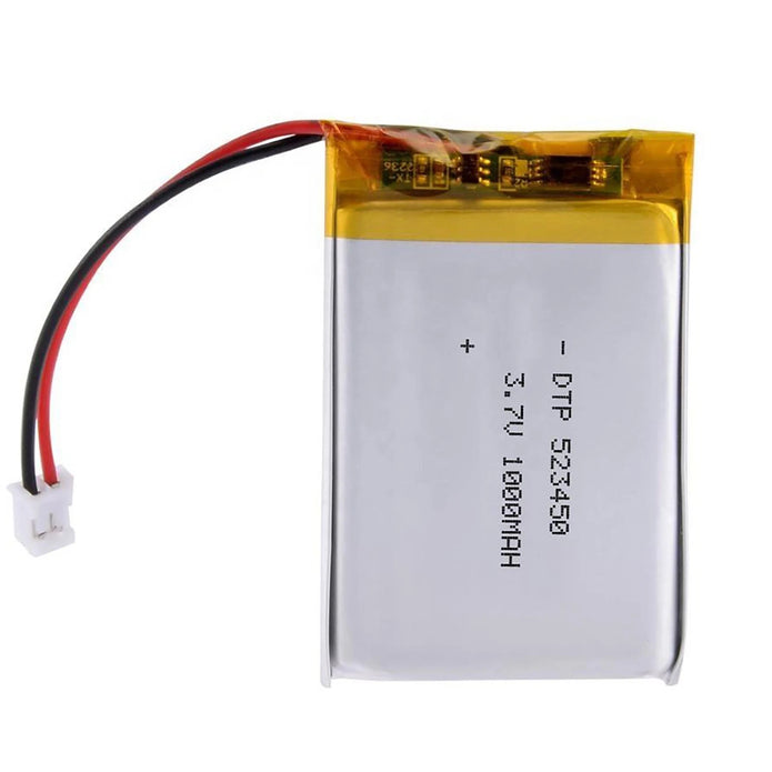 Batteria LIPO DIY 523450 3,7V DC 1.000mAh CONNETTORI 2P-PH