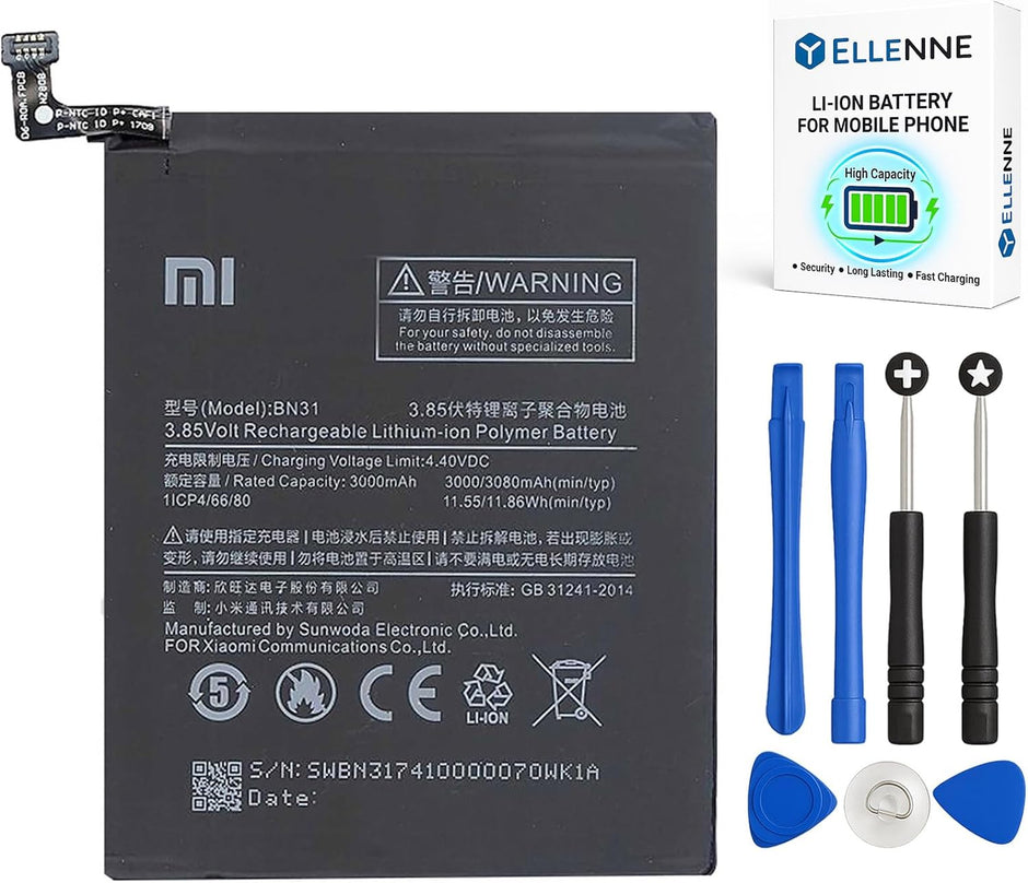 Batteria per XIAOMI MI 5X | A5 | REDMI NOTE 5A BN31 da 3080MAH con KIT CACCIAVITI