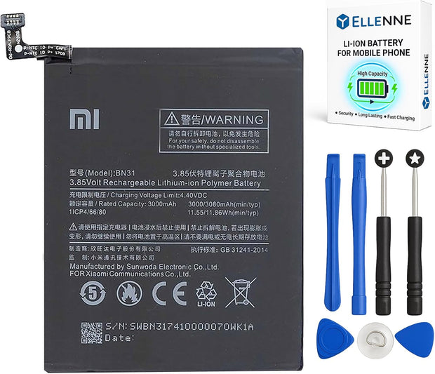 Batteria per XIAOMI MI 5X | A5 | REDMI NOTE 5A BN31 da 3080MAH con KIT CACCIAVITI