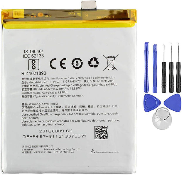 Batteria per ONEPLUS 1+ BLP657 PER ONE PLUS 6 da 3300MAH con KIT CACCIAVITI