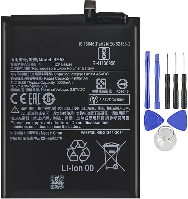 Batteria per XIAOMI BM53 MI 10T | MI 10T PRO REDMI da 5000mAh con KIT CACCIAVITI