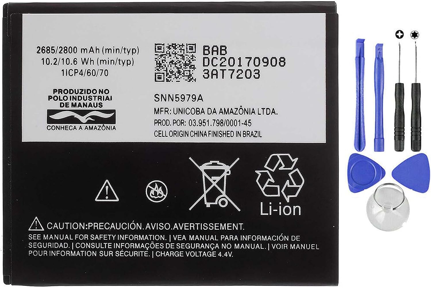 Batteria per MOTOROLA MOTO E3 | MOTO G4, PLAY MOTO | G5 GK40 da 2800mAh con KIT CACCIAVITI