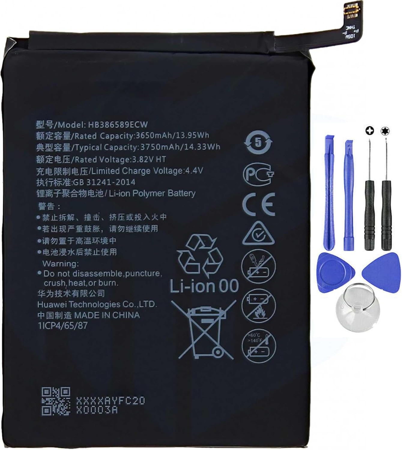 Batteria per Huawei P10 PLUS | MATE 20 LITE HB386589ECW 3750MAH con KIT CACCIAVITI
