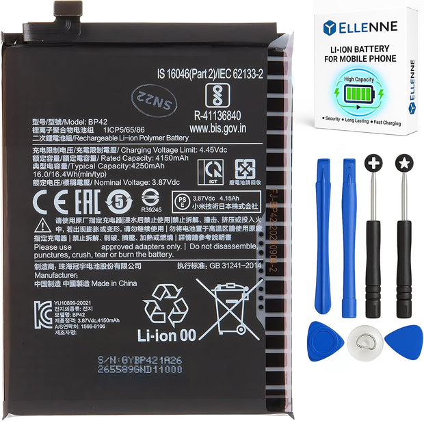 Batteria per XIAOMI BP42 MI 11 LITE 4G/5G M2101K9AG da 4250MAH con KIT CACCIAVITI