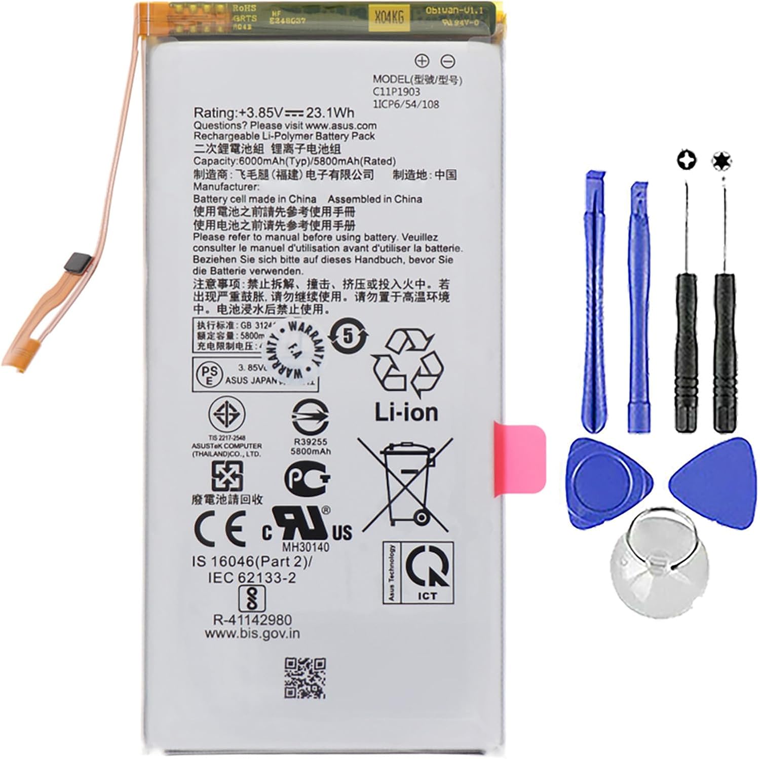 Batteria per ASUS ROG PHONE 3 C11P1903 da 6000MAH con KIT CACCIAVITI