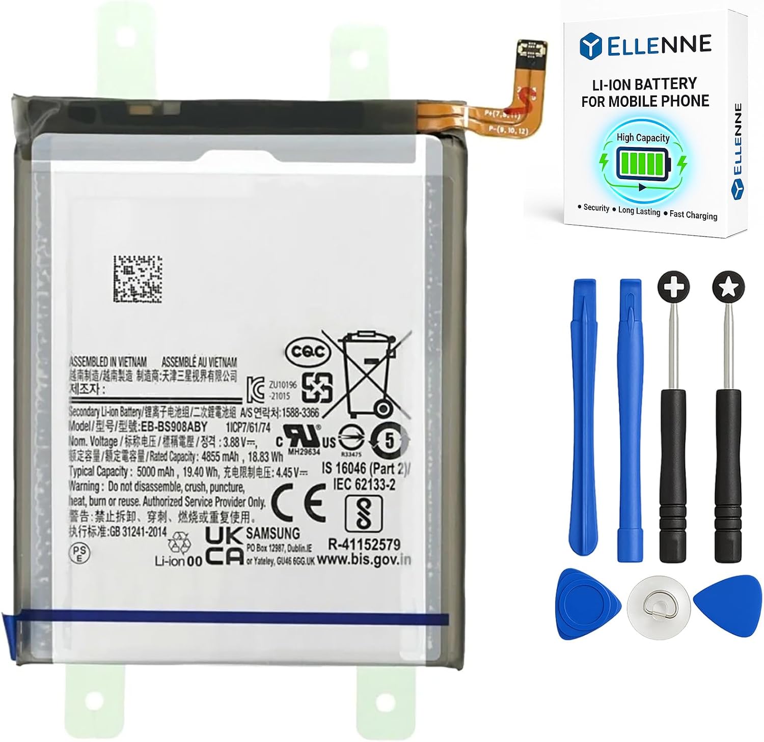Batteria per Samsung Galaxy S22 ULTRA EB-BS908ABY SM-S908 5000MAH con KIT CACCIAVITI