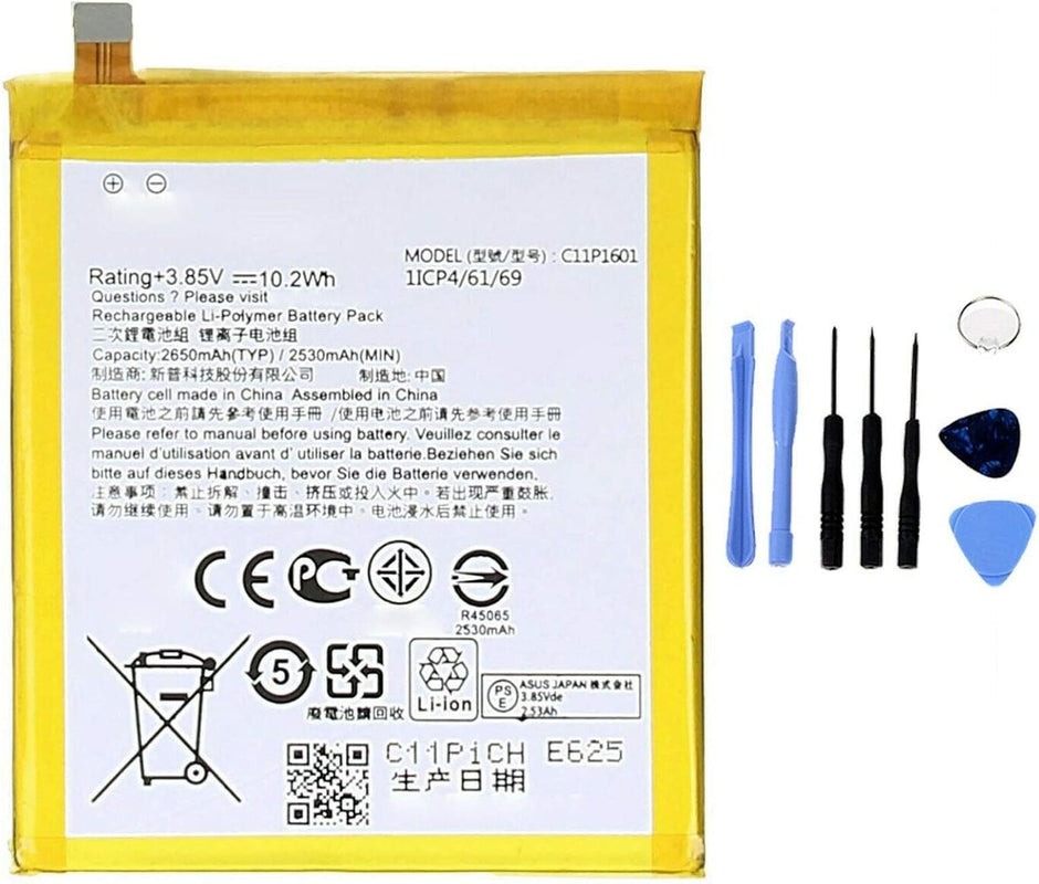 Batteria per ASUS ZENFONE 3 ZE520KL C11P1601 ZB501KL 2650mAh con KIT CACCIAVITI
