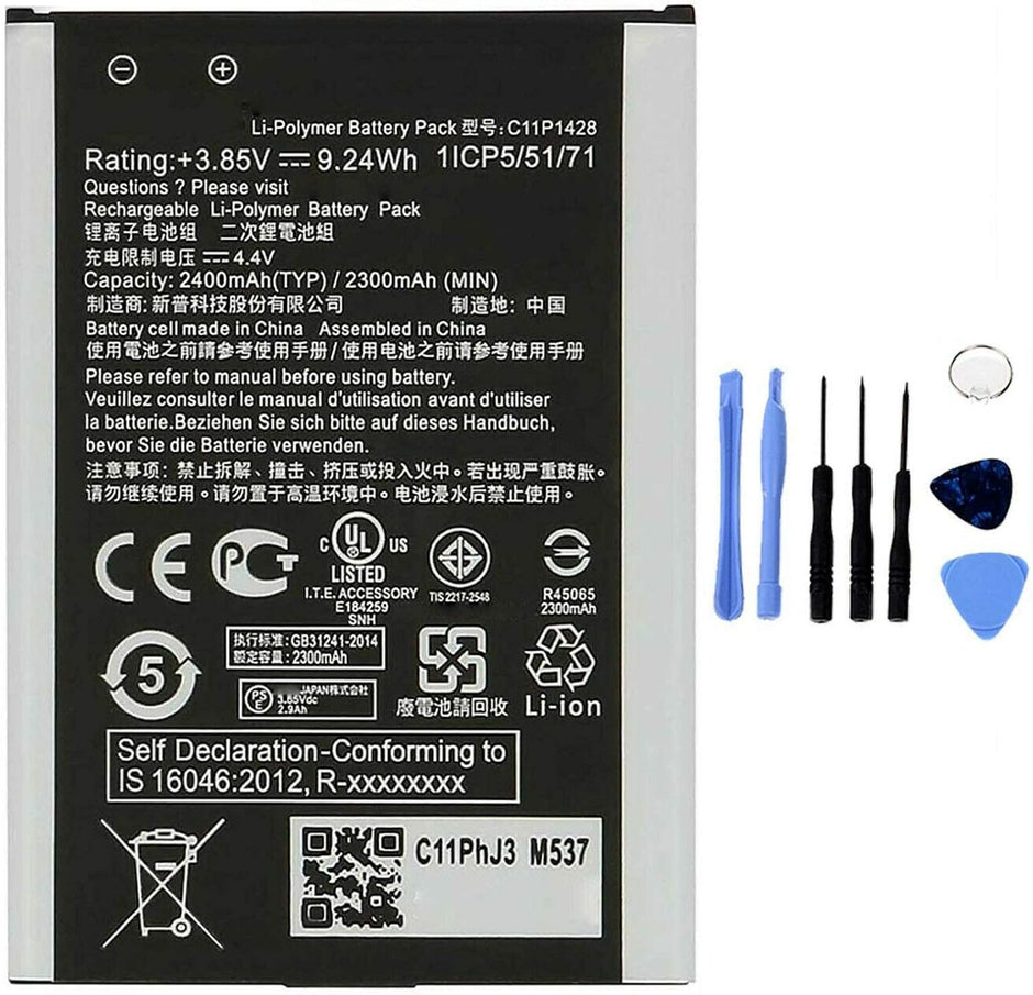 Batteria per ASUS ZENFONE 2 LASER 5.0 ZE500KL C11P1428 2400MAH con KIT CACCIAVITI