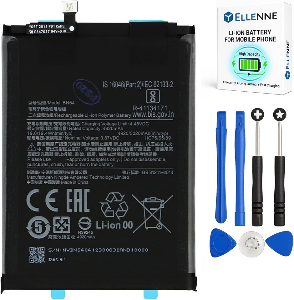 Batteria per XIAOMI REDMI NOTE 9 MI BN54 da 5020MAH con KIT CACCIAVITI