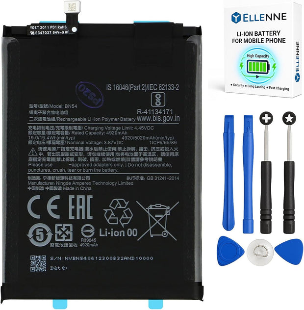 Batteria per XIAOMI REDMI NOTE 9 MI BN54 da 5020MAH con KIT CACCIAVITI