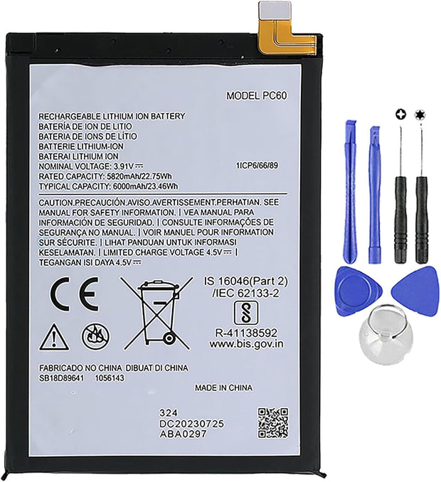 Batteria per MOTOROLA MOTO G54 (5G) (4G) - PC60 da 6000MAH con KIT CACCIAVITI