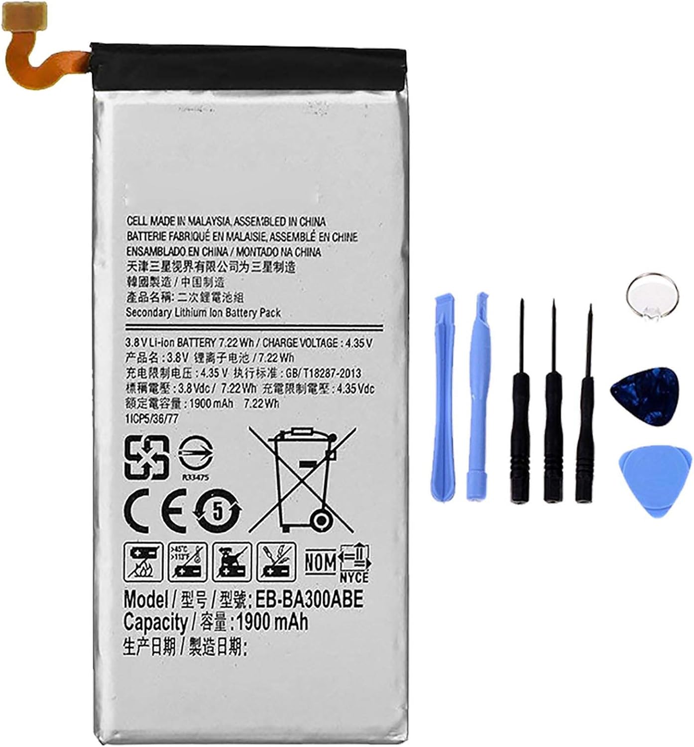 Batteria per Samsung Galaxy A3 A300F A300FU EB-BA300ABE con KIT CACCIAVITI