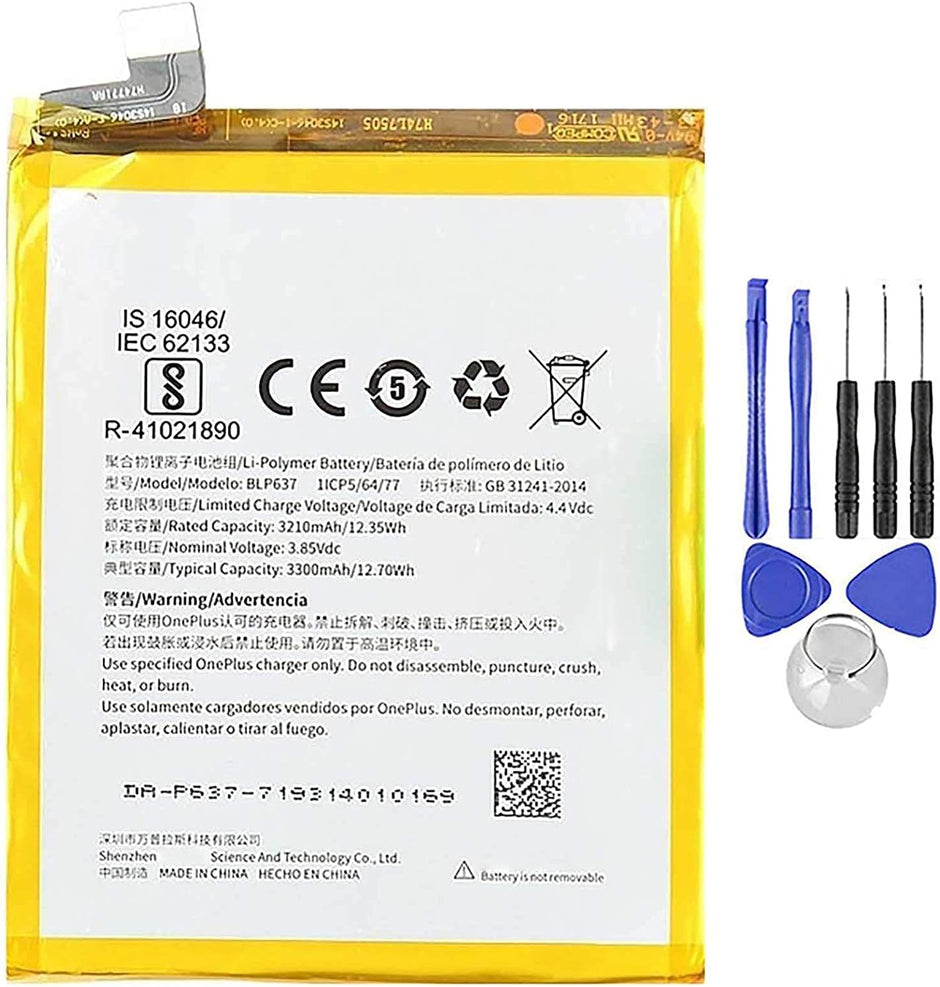 Batteria per ONEPLUS 1+ BLP637 PER ONE PLUS 5 da 3300MAH con KIT CACCIAVITI