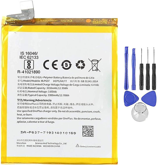 Batteria per ONEPLUS 1+ BLP637 PER ONE PLUS 5 da 3300MAH con KIT CACCIAVITI