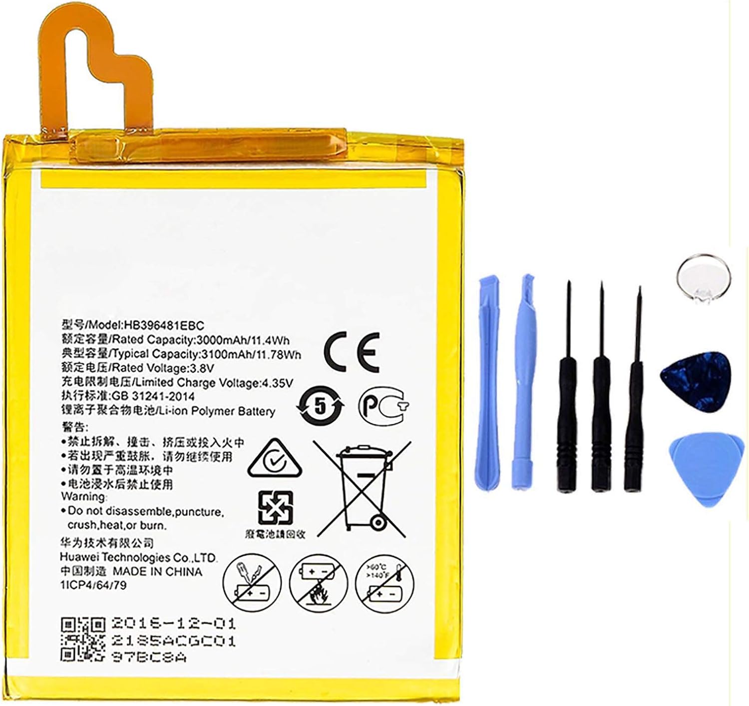 Batteria per Huawei ASCEND G8 | G8 | G7 PLUS HB396481EBC 3000MAH con KIT CACCIAVITI