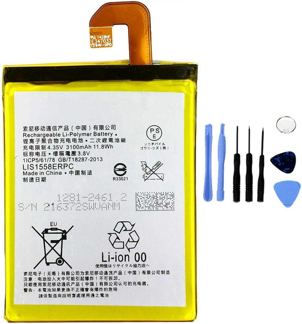Batteria per SONY XPERIA Z3 D6603 D6653 LIS1558ERPC da 3100MAH con KIT CACCIAVITI