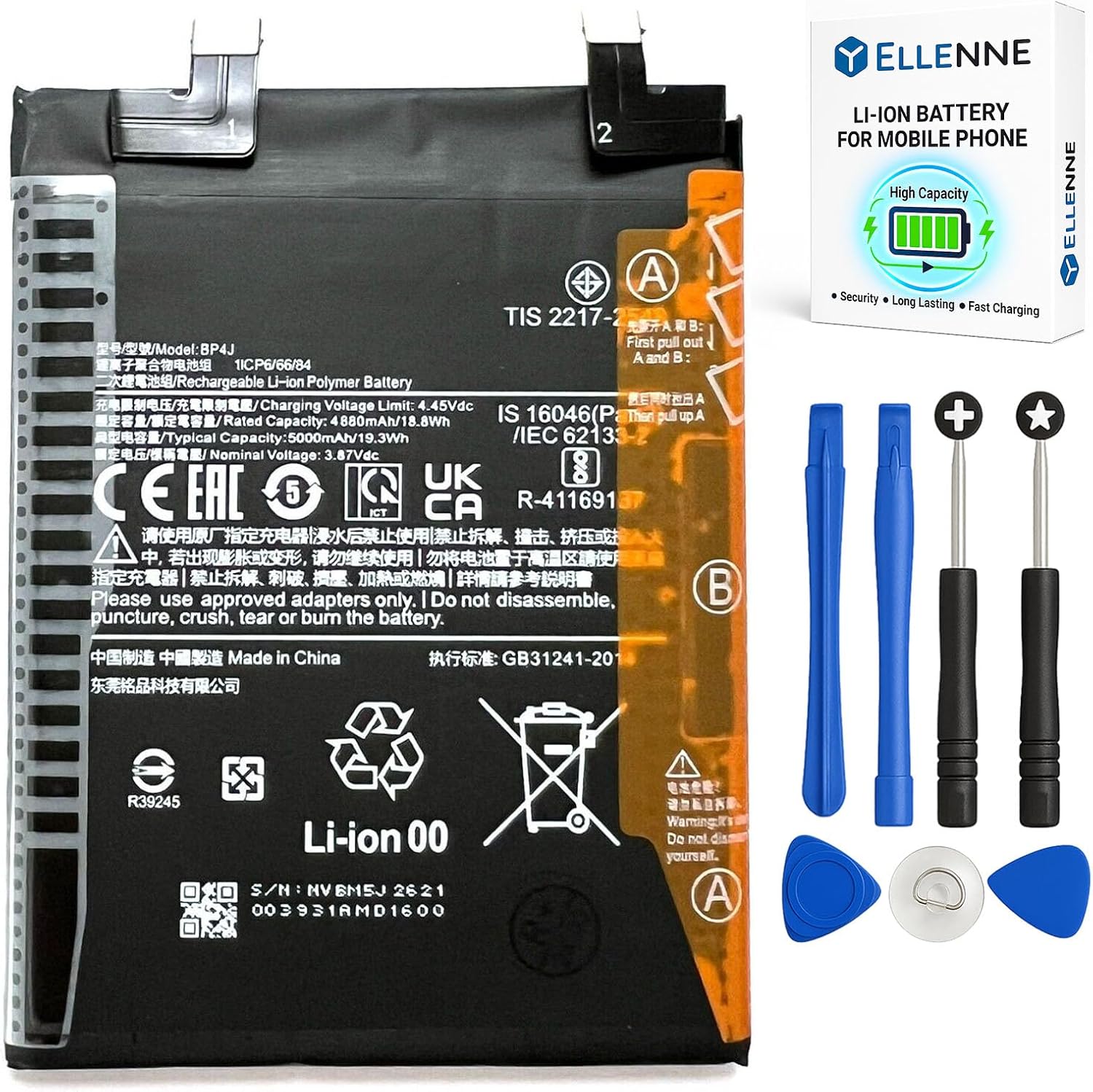 Batteria per XIAOMI BP4J REDMI NOTE 12 PRO+ PLUS da 5000MAH con KIT CACCIAVITI