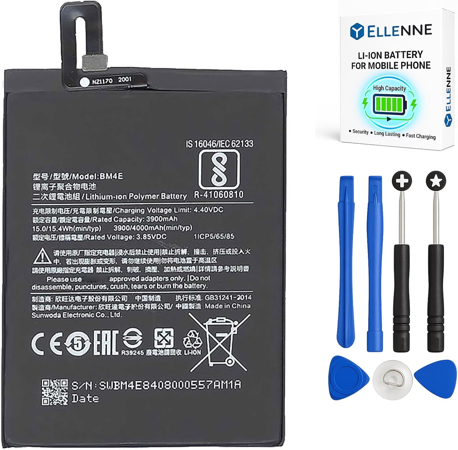 Batteria per XIAOMI POCOPHONE F1 M1805E10A BM4E da 4000MAH con KIT CACCIAVITI