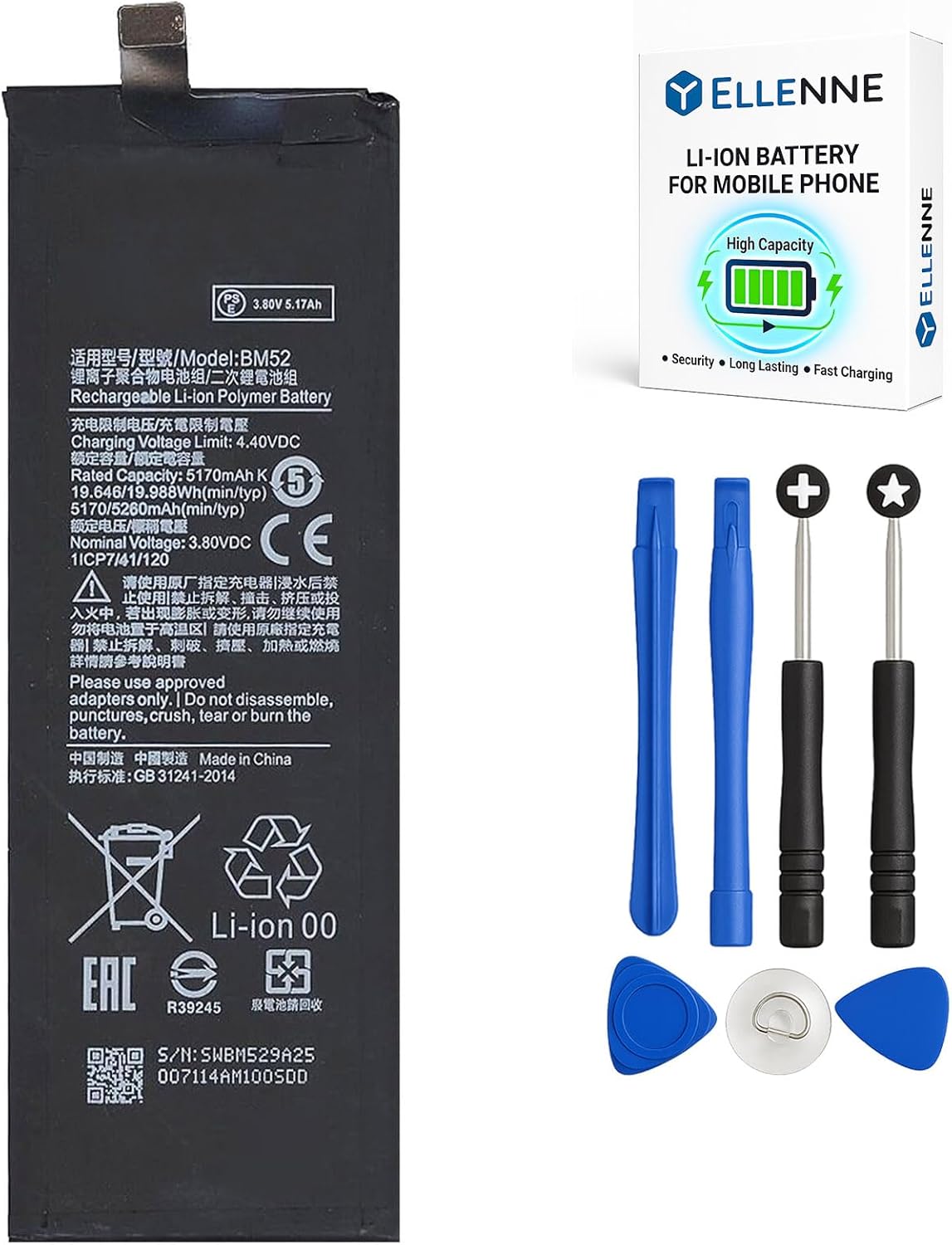 Batteria per XIAOMI BM52 MI NOTE 10 LITE | NOTE 10 PRO da 5260mAh con KIT CACCIAVITI