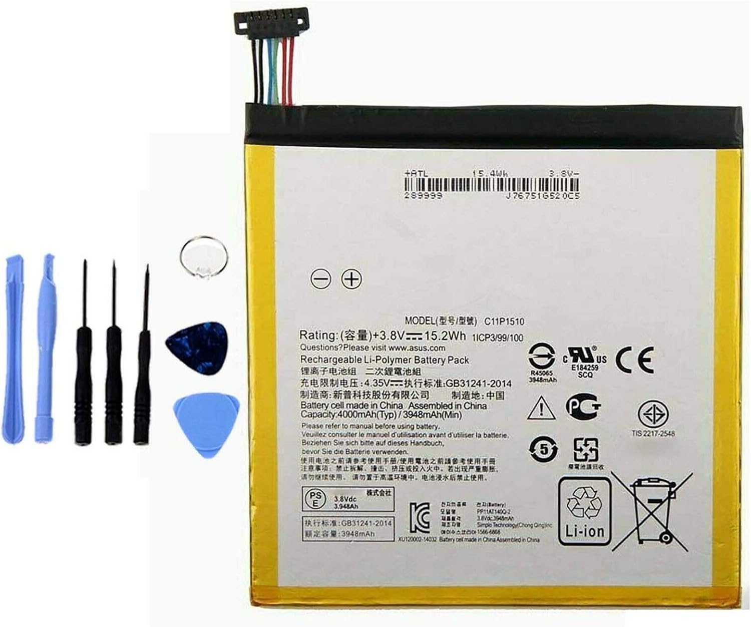 Batteria per ASUS ZENPAD S 8.0 C11P1510 Z580CA da 4000MAH con KIT CACCIAVITI