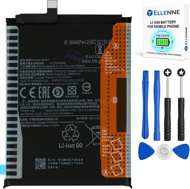 Batteria per XIAOMI REDMI POCO X3 POCOPHONE BN57 da 5160MAH con KIT CACCIAVITI