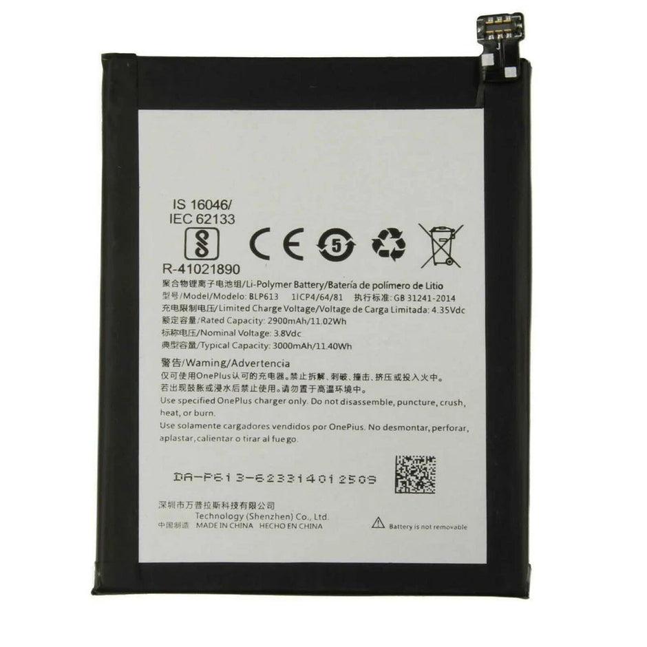 Batteria per ONEPLUS 1+ BLP613 PER ONE PLUS 3 da 3000MAH con KIT CACCIAVITI