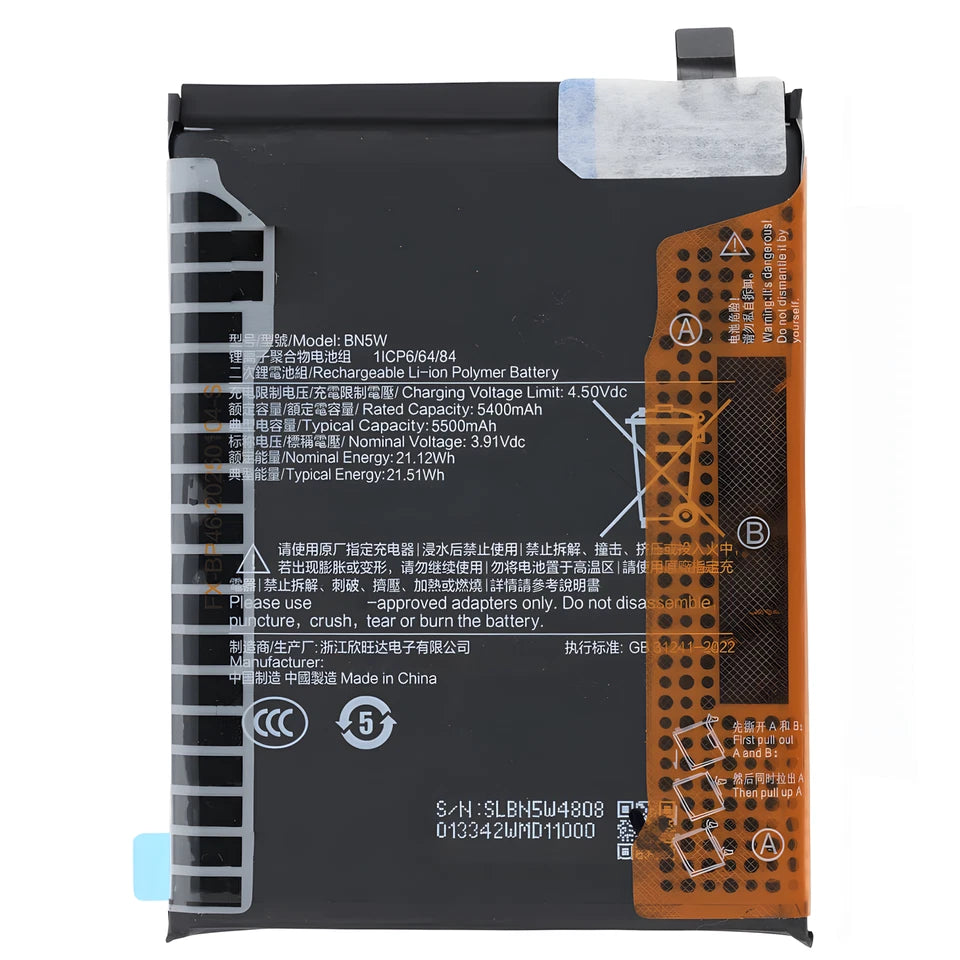 Batteria per XIAOMI Redmi Note 14 PRO 4G BN5W da 5500mAh con KIT CACCIAVITI