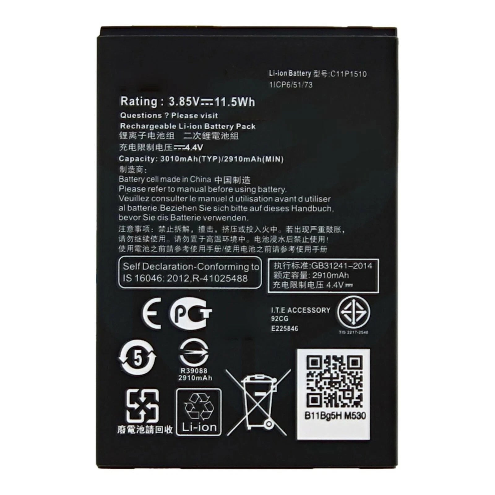 Batteria per ASUS ZENFONE GO TV C11P1510 ZB551KL B11P1510 3010MAH con KIT CACCIAVITI