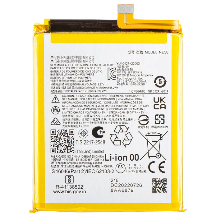 Batteria per MOTOROLA G52 | G72 | G82 (5G) - NE50 XT2225 da 5000MAH con KIT CACCIAVITI