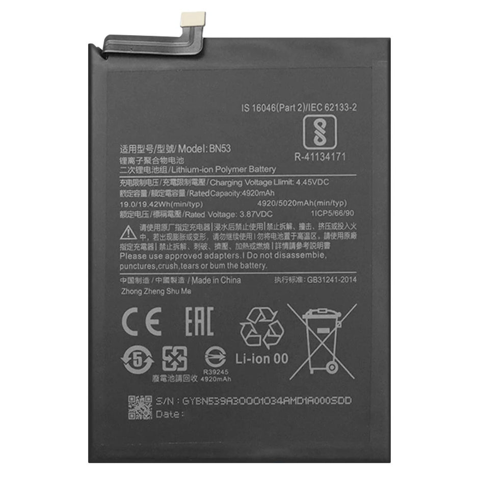 Batteria per XIAOMI REDMI NOTE 9 PRO MAX BN53 da 5020MAH con KIT CACCIAVITI