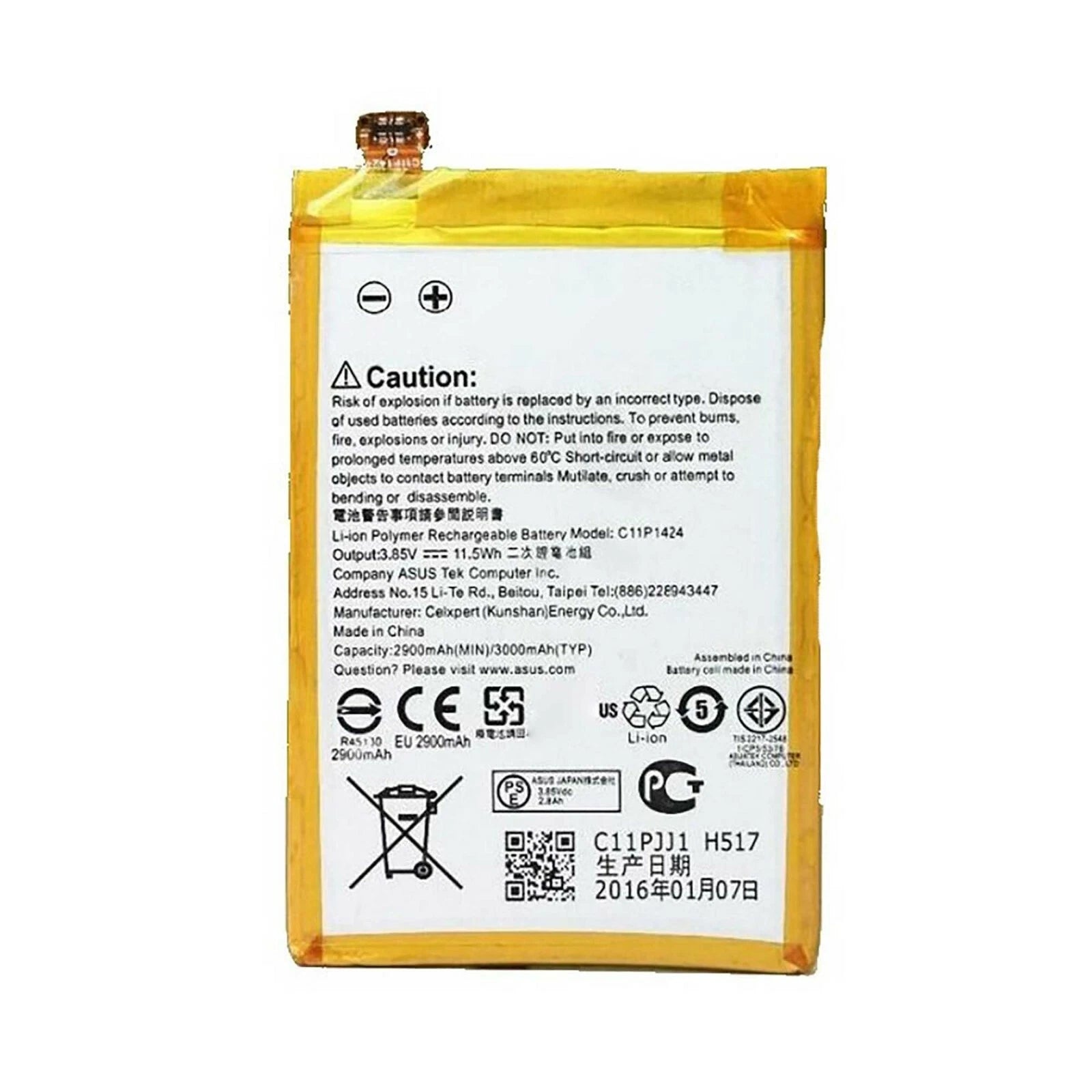 Batteria per ASUS ZENFONE 2 C11P1424 ZE551ML 3000MAH con KIT CACCIAVITI