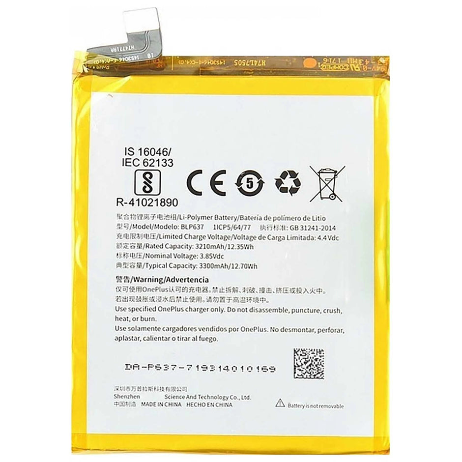 Batteria per ONEPLUS 1+ BLP637 PER ONE PLUS 5 da 3300MAH con KIT CACCIAVITI