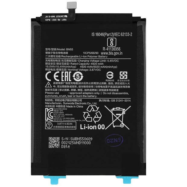 Batteria per XIAOMI REDMI NOTE 9S MI BN55 da 5020MAH con KIT CACCIAVITI