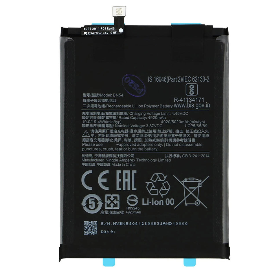Batteria per XIAOMI REDMI NOTE 9 MI BN54 da 5020MAH con KIT CACCIAVITI