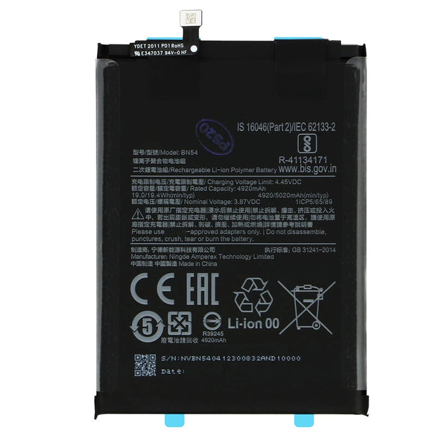 Batteria per XIAOMI REDMI NOTE 9 MI BN54 da 5020MAH con KIT CACCIAVITI