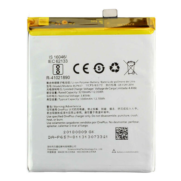 Batteria per ONEPLUS 1+ BLP657 PER ONE PLUS 6 da 3300MAH con KIT CACCIAVITI
