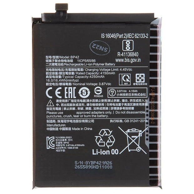 Batteria per XIAOMI BP42 MI 11 LITE 4G/5G M2101K9AG da 4250MAH con KIT CACCIAVITI