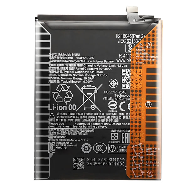 Batteria per XIAOMI Redmi Note 14 5G BN5U da 5110mAh con KIT CACCIAVITI