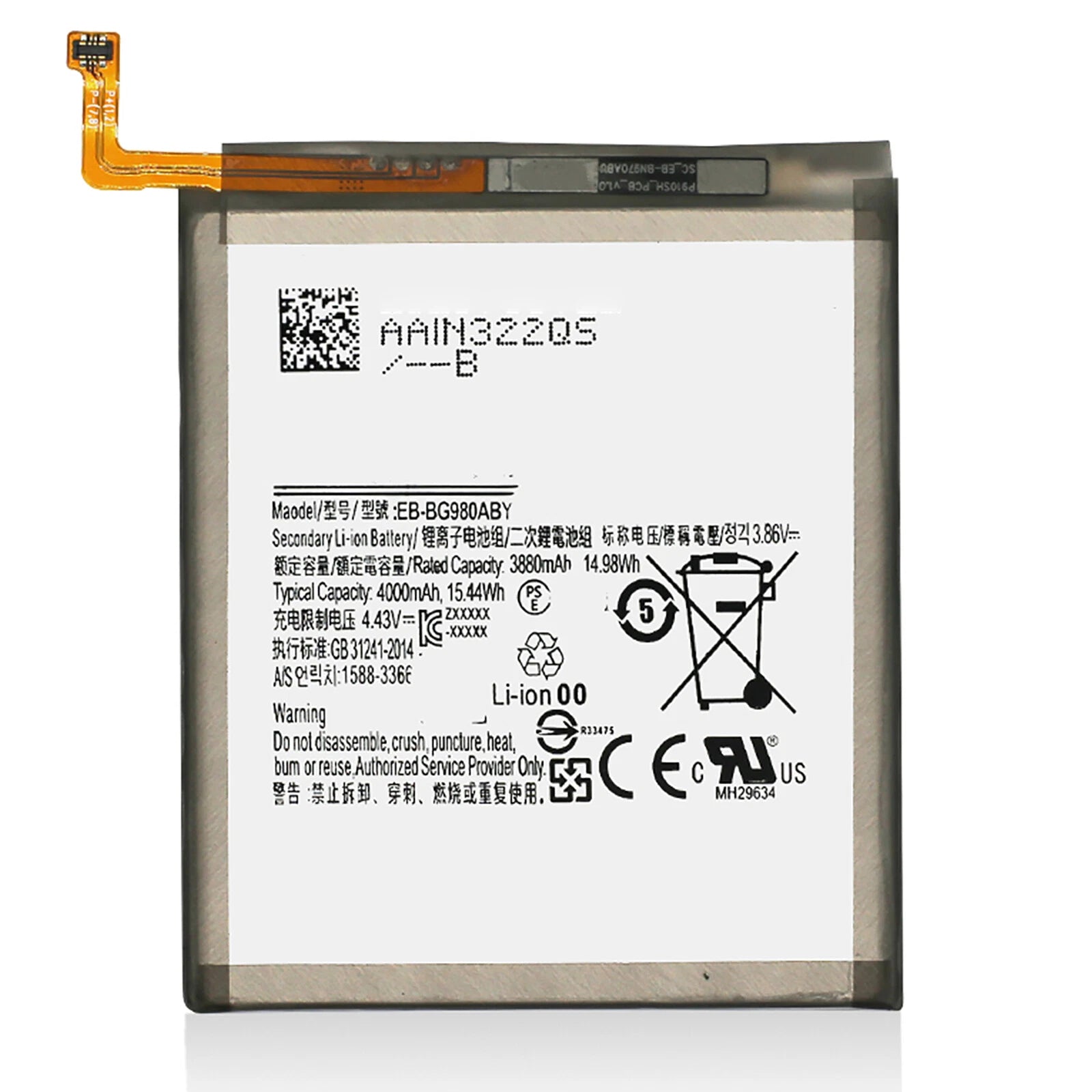 Batteria per Samsung Galaxy S20 SM-G980F EB-BG980ABY 4000MAH con KIT CACCIAVITI
