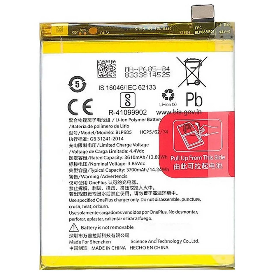 Batteria per ONEPLUS 1+ BLP685 PER ONE PLUS 6T da 3700MAH con KIT CACCIAVITI