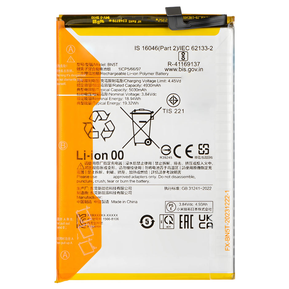 Batteria per XIAOMI Redmi 13 4G / POCO M6 BN5T da 5030mAh con KIT CACCIAVITI