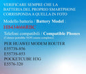 Batteria per Huawei HB434666RBC 1500mAh E5573 H3G POCKETCUBE MODEM VODAFONE R216 2200mah