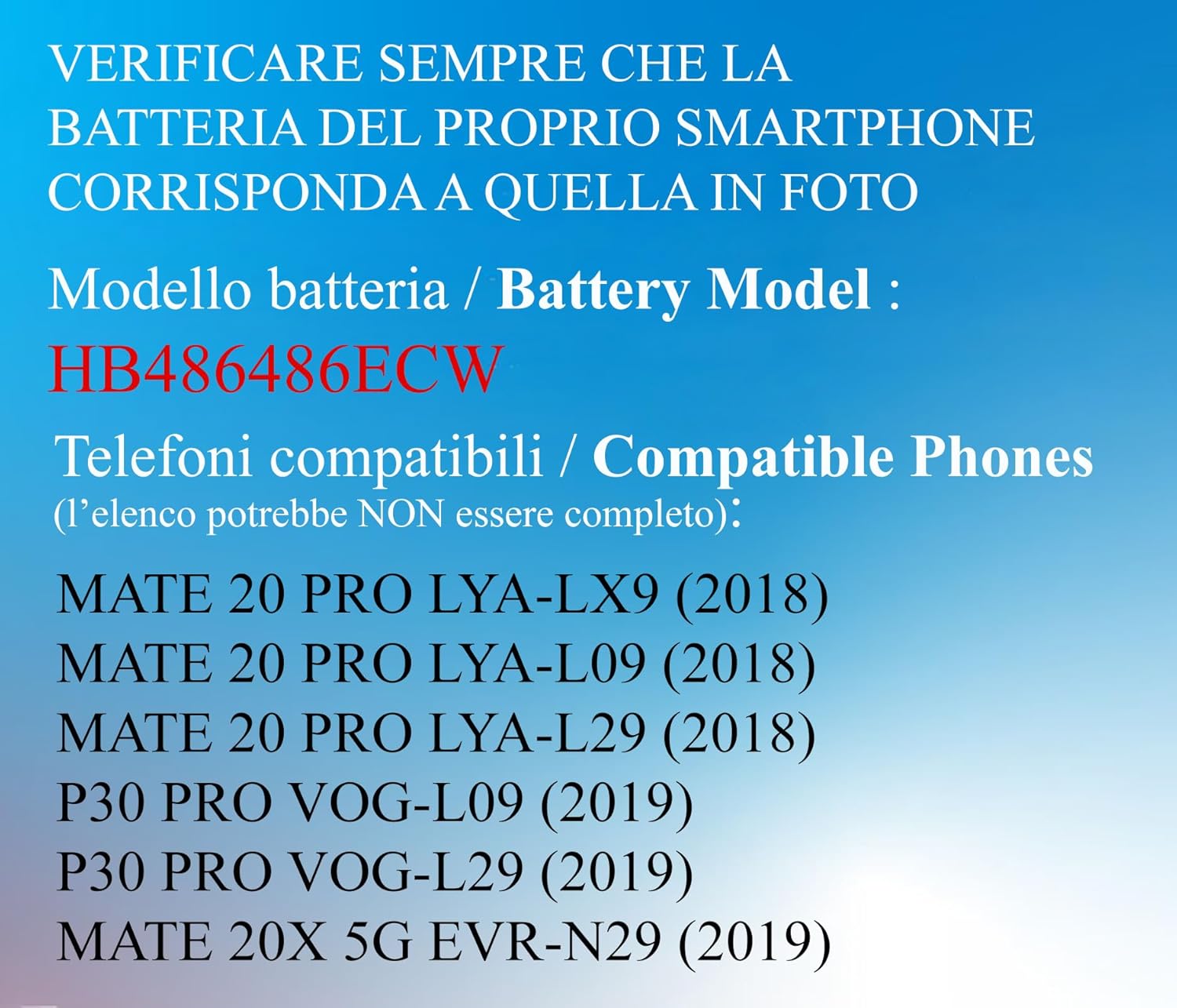 Batteria per Huawei MATE 20 PRO | P30 PRO HB486486ECW 4200MAH con KIT CACCIAVITI