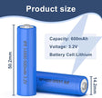 BATTERIA RICARICABILE FORMATO 14500 LiFEPO4 AA da 600mAh 3.2V