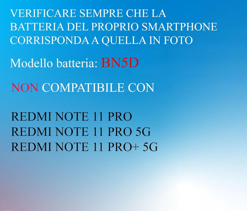 Batteria per XIAOMI BN5D NOTE 11 | NOTE 11S | POCO M4 PRO da 5000MAH con KIT CACCIAVITI